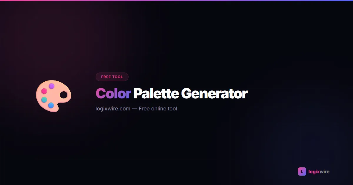 Color Palette Generator — HSL harmony modes showing complementary, triadic, and analogous palettes with hex codes