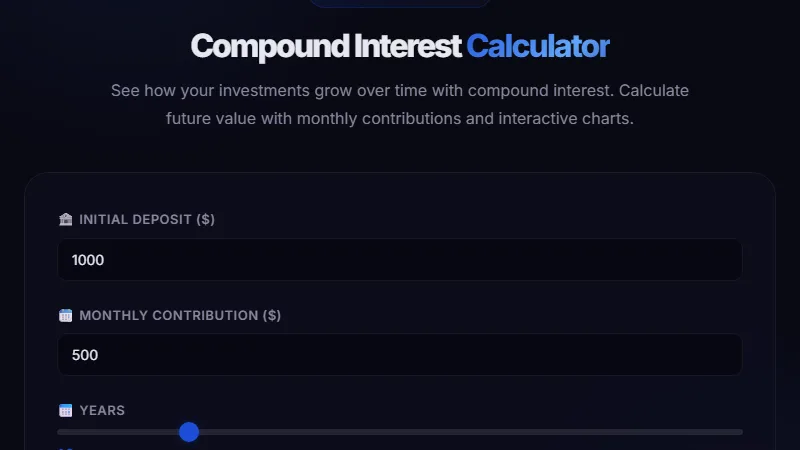 Compound Interest Calculator — project investment growth with compound interest and monthly contributions